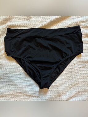 Mid-rise, Modest, Black Bikini Bottoms - Women’s Swim